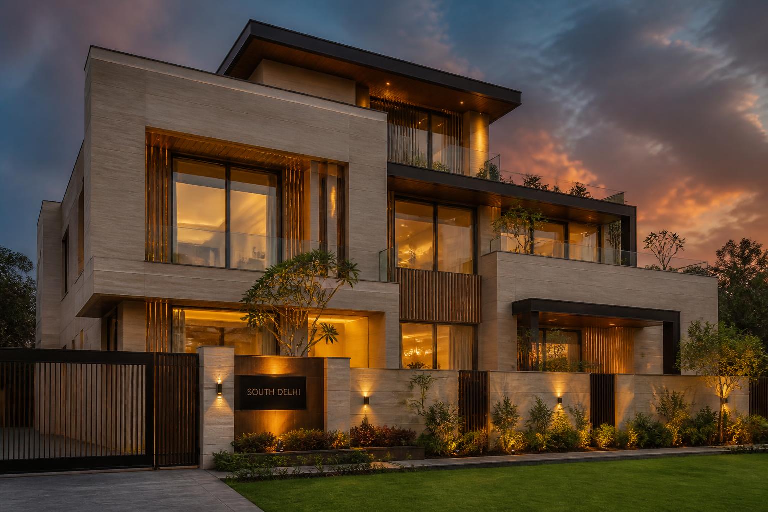 Elite Noida luxury kothi at dusk